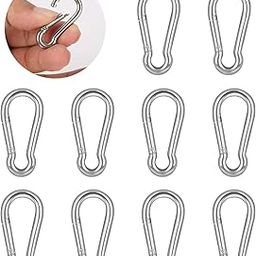 10 PCS Stainless Steel Carabiner Clip Spring-Snap Hook - Lotsun M4 1.57 Inch Heavy Duty Carabiner Clips for Keys Swing Set Camping Fishing Hiking Traveling-20