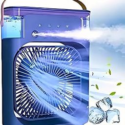 DRUMSTONE (Exclusively 𝟭𝟬+𝟱 Year Warranty) USB Mini Cooling Fan | 3-Speed Airflow & Mist Spray | Perfume Adding Form | 7-Color LED Night Light | Portable & USB-Powered-44
