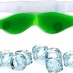 Cooling Gel Eye Mask with Elastic Band, Green, Reusable-image-55