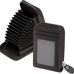 PU Leather 10 Slot Vertical Credit Debit Zipper Card Holder Money Wallet Coin Purse for Men & Women - (Chocolate Brown,11.5x2.5x7.5 cm)-picture-52
