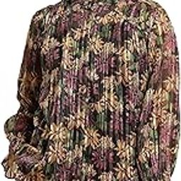 Women's Cotton Loose Fit Floral Printed Chiffon Lurex Top-image-41