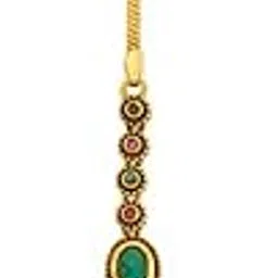 kushal's Fashion Jewellery Ruby-Green Gold Plated Ethnic Antique Tikka - 416671-picture-46