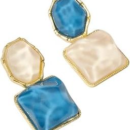Blue & White Square Latest Stylish Drop Earring Brass Drops & Danglers ()-image-20