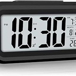Genteel Digital Alarm Clock with Automatic Sensor, Date and Temperature Display, Table Clock for Students, Home, Office, Corporate Use (Black Digital)-0