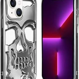 MOBIKTC Back Cases Cover Compatible for iPhone 14 Skull Case Shockproof and Protective Back Cover for iPhone 14 (Silver)-image-26