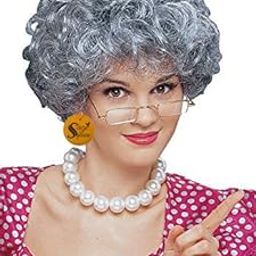 Sage Square Hair wig for Costume Party, Theme Party, Cosplay, Fancy Dress, Function (Black-Grey Hairs)-image-48