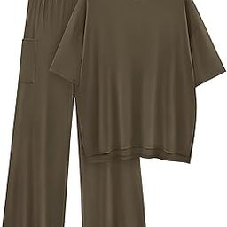 Women Casual Summer co ords Set Track Suit Oversized Top Baggy Pant,Top and Pajama Set-image-18