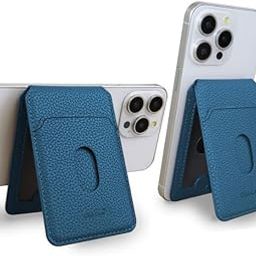 Bifold MagSafe Wallet, Minimalist iPhone Wallet with Stand, Magnetic Closure Wallet for iPhone 16/15/14/13/12 Series, Card Holder, MagSafe Accessories, Vegan Leather (Blue)-picture-31