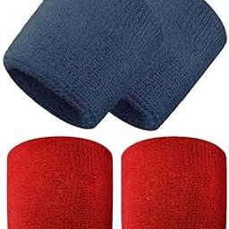 Sweksha Creations Wrist Band for Men & Women 3 Inch - Wrist Sweat Band(Red and Blue)-image-100