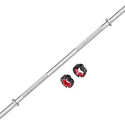 BULLAR Weight Lifting Rod Straight/Curl, Chrome Plated Steel Gym Rod, Weight Lifting Bar |Gym Bar |Gym Rod | Rods Combo |Fitness for Exercise, Fitness & Home Gym with Locks (STRAIGHT, 5 FT 28 MM)-image-32