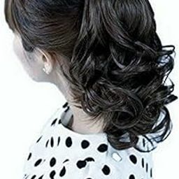 Wavy Curly Ponytail Holder Synthetic Fiber hair Extension Wig Claw for Women-11 Inch Long (Black)-image-12