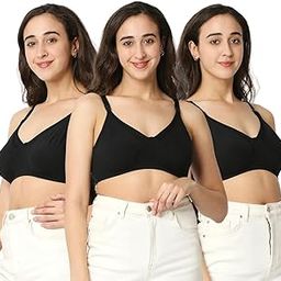 Women's 4 Ways Lycra Maternity Bra | Adjustable Straps, Non-Padded, Non-Wired Nursing Bra | Full Cup Feeding Bra | Post Pregnancy Easy to Breastfeed | Skin, Pack of 3-image-64