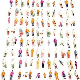 100 Pieces People Figures 1:100 Standing Pose Mini Painted Model HO Scale Model Train Park Street Passenger People Dollhouse Miniature Accessories-19