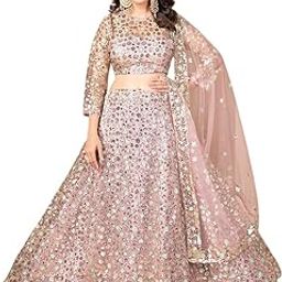 Woman's Lavender Net Embroidered Sequins Regal Lehenga-image-26