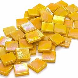 Coral Sunset Yellow HK113 Glass Mosaic 15x15mm tiles 100 gm pack-image-63