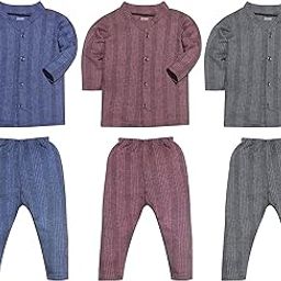 Rivelco Baby Thermal Set Winter Wear Open Front Thermal Top and Pyjama Suit for 0 Month - 3 Years Boys & Girls (Pack of 3)-image-56