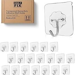 20Pcs Stainless Steel Adhesive Wall Hooks – 13.2 lbs Max Capacity – Reusable, Nail-Free Hangers for Towel, Bath, Kitchen, and Ceiling-image-54