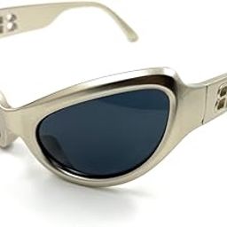 Designer Oversized Sunglasses, Silver Frame with Dark Lenses, Geometric Style-image-87