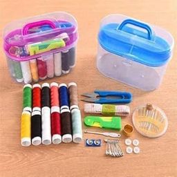 BANSI creatives Shloka Double Layer Small & Portable Travel Sewing Kits Box with Needles Threads Scissor Sefty Pin Threader thumble Buttons Cutter Hand Work Sewing Box Handwork Sewing Accessories-image-82