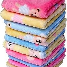 Cotton Face Towels For Newborn Baby Extra Soft 200 Threadcount Hankies Reusable Napkins For Infants Toddlers (25X25 Cm) (Pack Of 6 &12) (Colours And Print As Per Availability) (6), White-picture-11