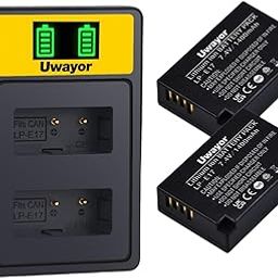 LP-E17 Battery and LCD Dual Charger Compatible with Canon EOSRP, R100, R50, R10, R8, Rebel T6i, T7i, T8i, T6s, SL2, SL3, EOS M3, M5, M6, 200D, 77D, 750D, 760D, 800D, 8000D Camera-image-90