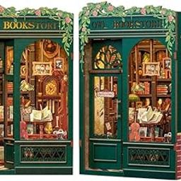HOMENITY®- Vintage Mini Book Library Desk Decor, 3D Wooden Book Shop Model with LED Light, Handcraft Assembly Set Handmade Home Ornaments Desk Decoration-image-68