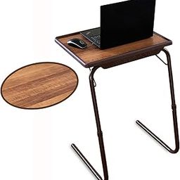 TABLE MAGIC Multipurpose Laptop Table Mat Finish Top PP Steel Metal 52.5 * 40 * 73cm 6 Heights 3 Angles Adjustable Foldable (Alder, Modern Without footrest)-image-0