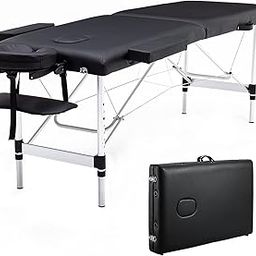 Massage Table 2 Folding Portable Spa Bed For Full Body 73 Inch Face Cradle Table Foldable Tables, 150 Kg Weight Holding Capacity For Home Clinic Salon Black (Aluminium)-18