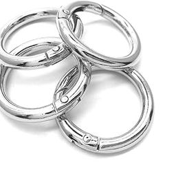 Tia Premium Spring Ring, Metal Spring Gate Open O Ring, Openable Round Carabiner for Leather Bag Handbag Belt Strap, Keychain (Silver Spring Ring-25mm-2Pcs)-image-1