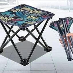 Dhwithya Camping Ultralight Camping Chair Max Load 100Kg Portable Lightweight Chair Outdoor Fishing Picnic Beach Seat Folding Oxford Cloth Stool (Small) - Fabric, Multicolor-picture-21