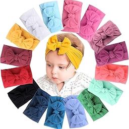 Knot Headbands with Hair Bows, Baby Girls Hair Accessories, Stretchy Soft Head Wrap for Newborn Infant Toddlers (knoted, pack of 12)-image-95