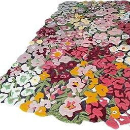 Hand Tufted Fluffy Wool Doormat Floral Pink Irregular Area Rug | 40x60 Cm Lightweight & Foldable Rug for Home & Entryway Decor-image-49