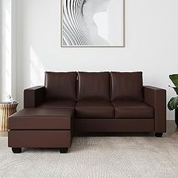 Leatherette 4 Seater Sofa (Finish Color - Brown, DIY(Do-It-Yourself)) | 1 Year Warranty-image-20