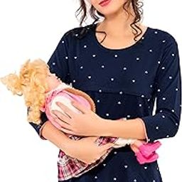 Women's Regular Fit Cotton Heart Printed Feeding Top 5091-image-6