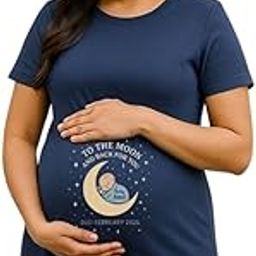Pregnancy Reveal T-Shirt Dress – Soft Cotton Maternity Wear for Expecting Moms Photoshoots (Maternity-to-Moon)-image-84