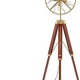 Buy from LUXEHANDMADE Craft Modern Brass Antique Vintage Fan Look 5 Light Antique Tripod Floor Lamp with Adjustable Stand (Brown) 65 Inch Hight Pack of 1-image-14