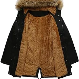 yashidun Women's Long Velvet Cotton Coat | Winter Hooded Jacket with Fur Collar | Warm Solid Color Commuter Style-picture-13