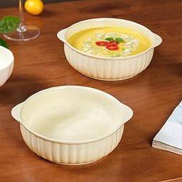 Nestasia Off-White Ceramic Baking & Serving Bowls Set of 2 | Durable, Lead Free, Ribbed Design, Microwave & Dishwasher Safe Perfect for Salads,Pasta,Snacks,Curry (800ml)-picture-22