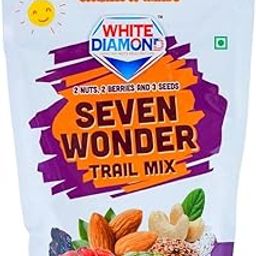 White Diamond Seven Wonder International Trail Mix of 7 most Nuts, Dried Fruits & Seeds-Roasted Almond, Cashew, Cherries, Black Raisins, Pumpkin Seeds, Sunflowers Seeds, Flax Seeds (200 gm)-image-28
