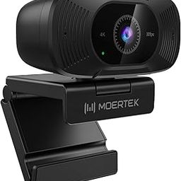 MOERTEK 4K UHD Webcam with Mic, 10MP, Privacy Cover, Wide 92° FOV, Plug and Play, Noise-Cancelling Mic, Fixed Focus, Suitable for Online Meeting, Live Streaming, Video Calling-0