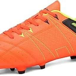160471-M Men s Sport Flexible Athletic Lace Up Light Weight Outdoor Cleats Football Soccer Shoes Orange/Black/Lemon Green 11 D(M) US-image-11