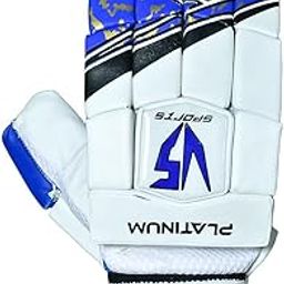 VS SPORTS Right-Hand Cricket Batting Gloves for Men/Adults | Comfortable Fit Leather Cricket Batting Gloves Blue, Black and White-image-3