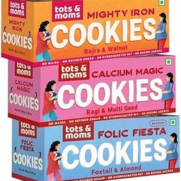 Tots & Moms Healthy & Nutritional Cookies-Pack of 3 | Mighty Iron | Calcium Magic | Folic Fiesta | 150g Each-image-2