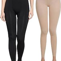 Pack of 2 Ankle Length Fleece Fur Stockings For Women For Winter | Warm Fleece Stockings For Women Winter (Black, Skin)-image-1