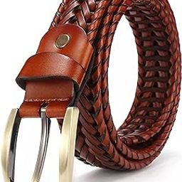 Knitted Braided Leather Belt for Men With Micro Adjustable Belt for Jeans, Trousers, Chinos | Gents Belt Casual Formal Men's Belt With Brass Buckle for 28-40 Inch Waist (GB1-Free Size)-image-51