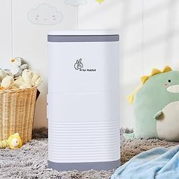 R for Rabbit Hygo Bin Babies Diaper Pail | Portable Diaper Bin with Built-in Odor Controlling Carbon Filter | Child Safety Lock with Magnetic Smart Lid - Grey White-image-31
