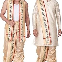 Kurta for Men with Readymade Dhoti with Stole Set-image-2