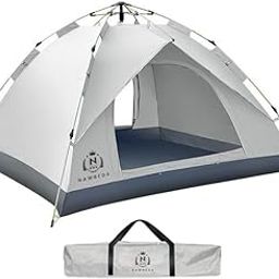 NAWBEDA | Premium Camping Automatic Tent 3-4 Person Gobble Tent - for 190T Polyester, 2 Doors, Wind Ropes, Pegs, & Packing Bags (Beige)-image-19