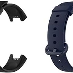 EDNITA Redmi Watch 2 Lite & Redmi GPS Smart Watch Band Strap with Soft Silicone Classic Strap & Secure Buckle - Black & Blue - Pack of 2-image-60