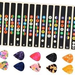 BNF® 2x2 Pieces Guitar Fretboard Stickers with 10Pcs Guitar Picks for Kids Beginner | Other Guitar Parts & Accs | Parts & Accessories | Guitars & Basses-image-42